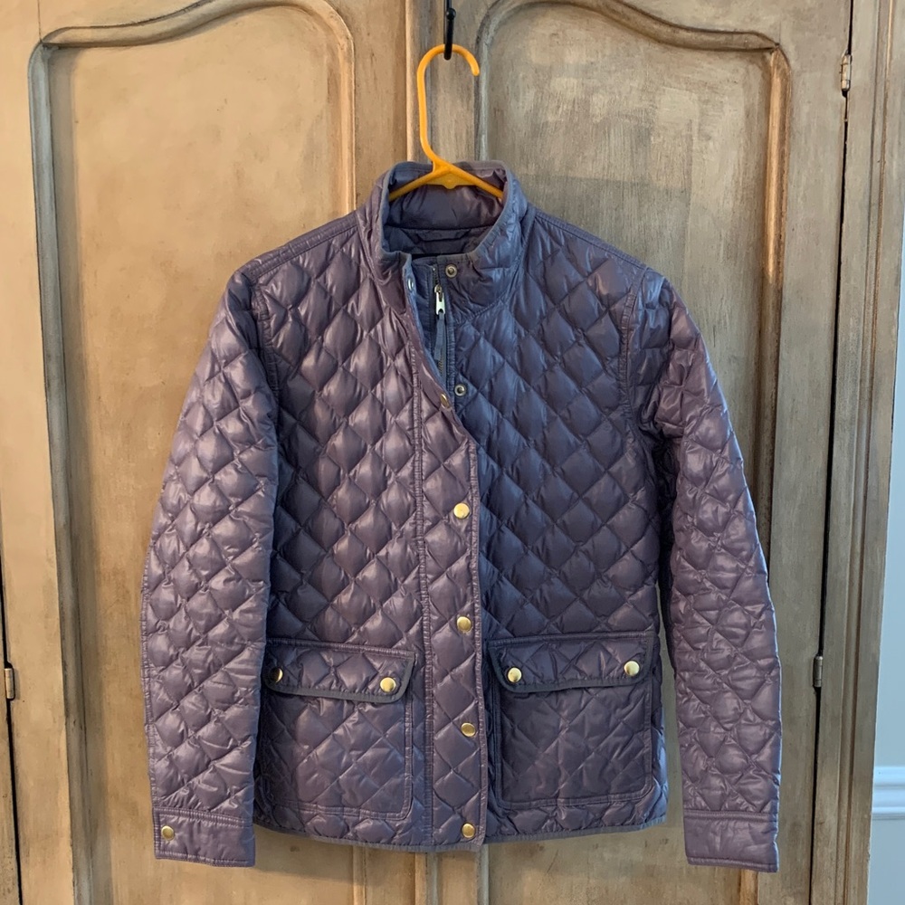 J Crew Gray Metallic puffer Coat SZ PM